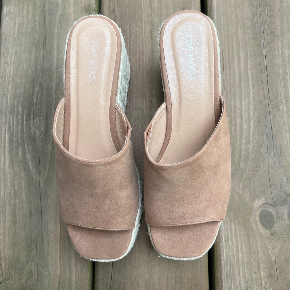 Top Moda Platform Wedge Espadrille Slide Sandals Size 8.5